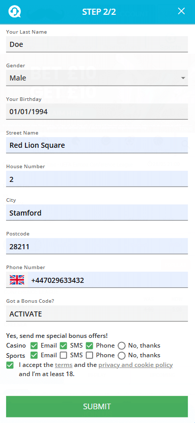 Sign up woth the mrplay bonus code