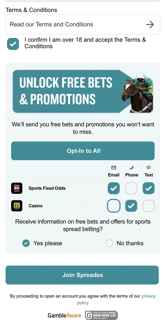 spreadex registration