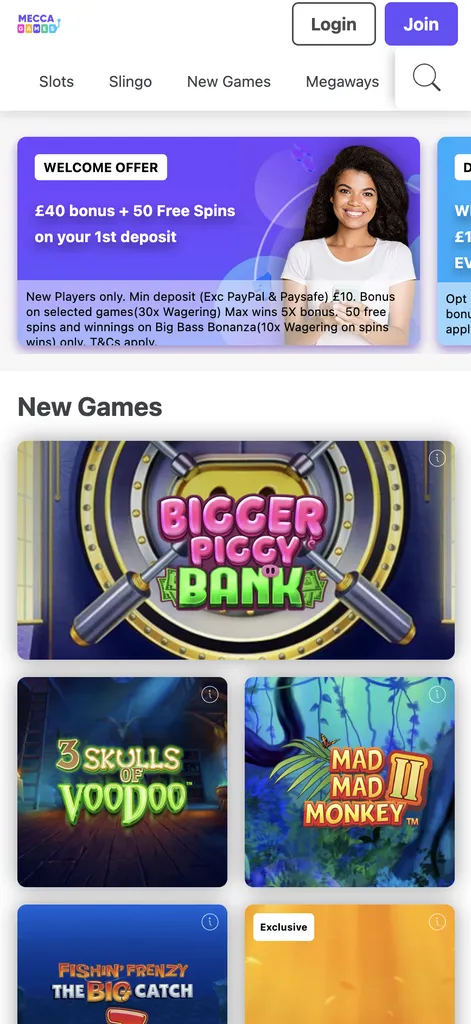 Mecca games review: slots, games & new titles