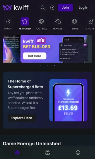 Kwiff mobile screenshot 2026