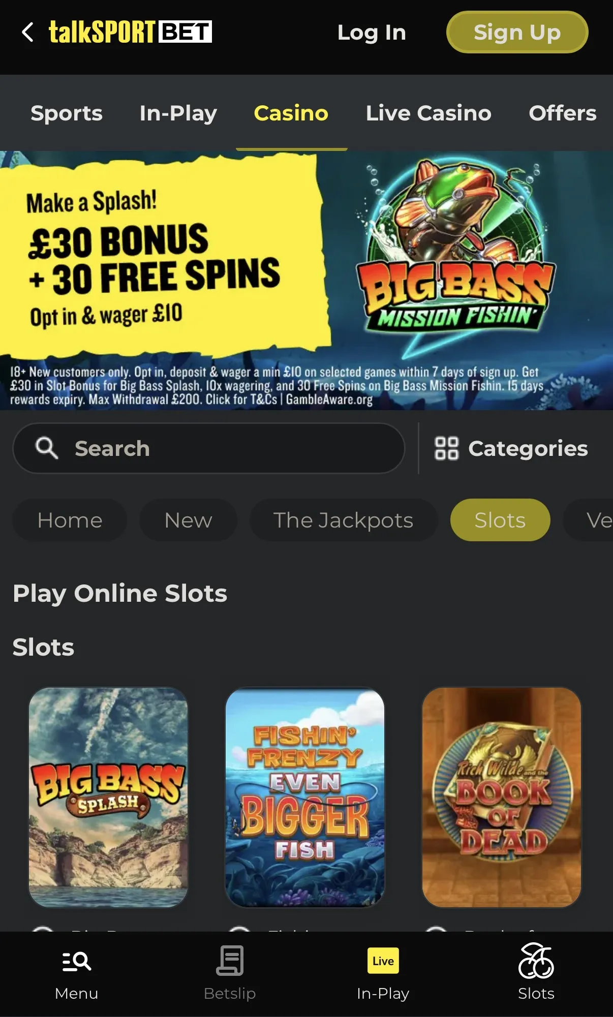 talksport bet casino home scvreen mobile