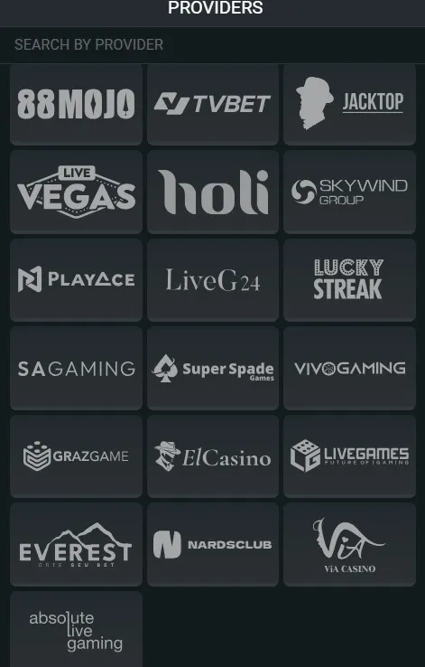 Live Casino providers