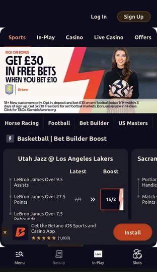 Betano home screenshot 2026