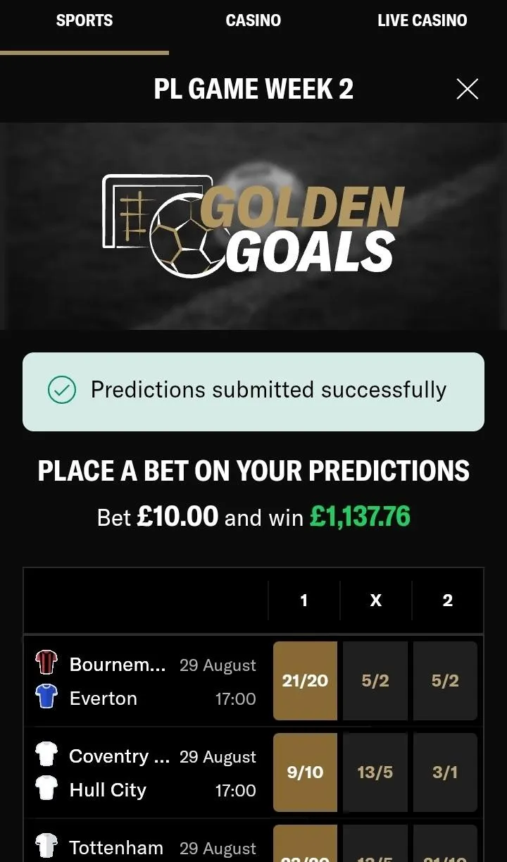 BetMGM Golden Goals free prediction game on mobile
