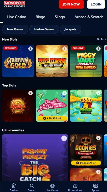 monopoly casino game library: popular and new slots for uk players