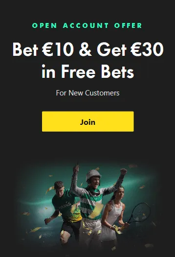 Bet €10, Get €30 in Free Bets (Bet365 Ireland offer)