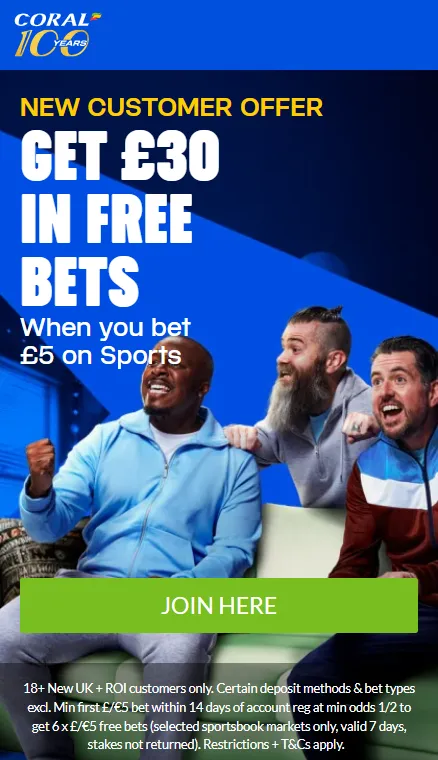 8. Coral offer: Best free bets flexibility on a £5 qualifier