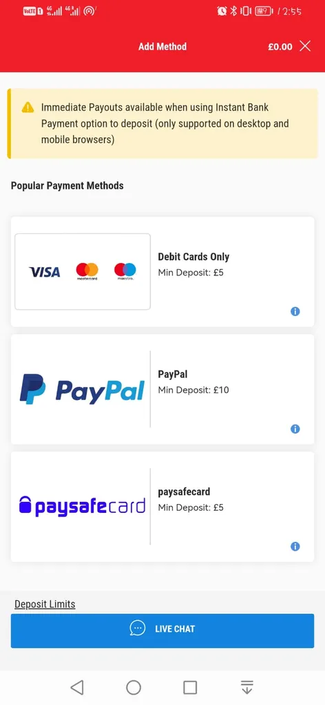 How to Place Your First Bet on the Ladbrokes App - payment methods for deposits