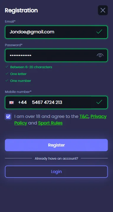 JeffBet sign up form registration process showing three-step account creation for claiming £30 free bet welcome bonus