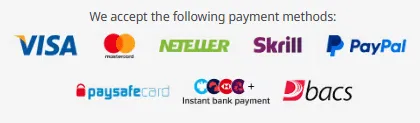 Payment methods accepted by Betfred: