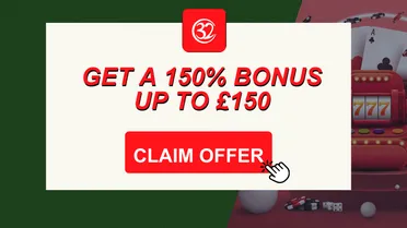 32Red sign up offer: Get a £150 casino deposit match & 25 free spins in 2026