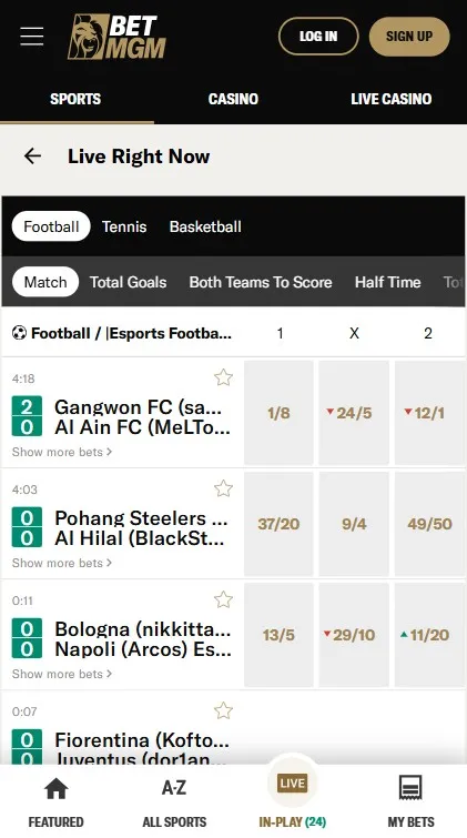 betmgm live betting