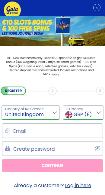 How to sign up with the Gala Bingo welcome offer