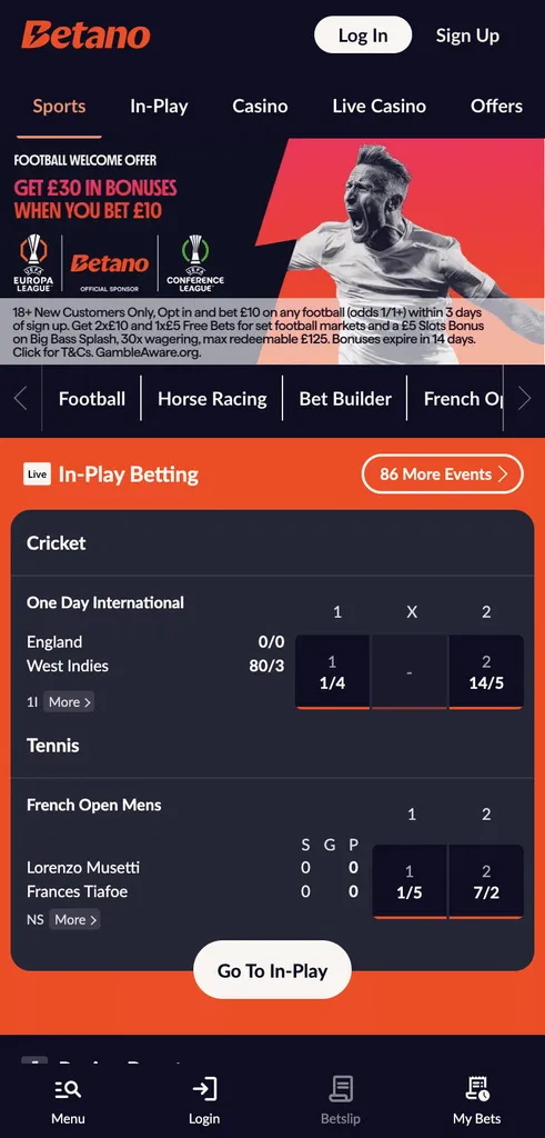 Betano sports betting markets uk