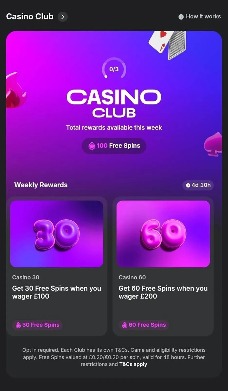 midnite casino club weekly rewards