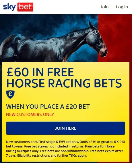 skybet cheltenham betting offer bet 20 get 60 in horse racing