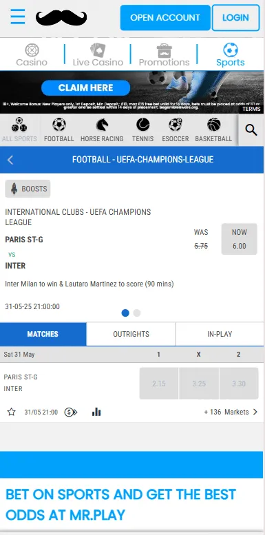 MrPlay football betting markets