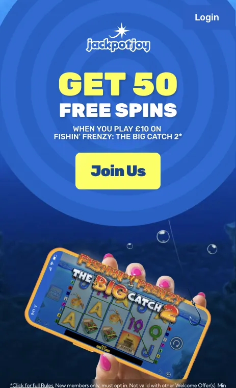 Jackpotjoy welcome offer of 50 free spins