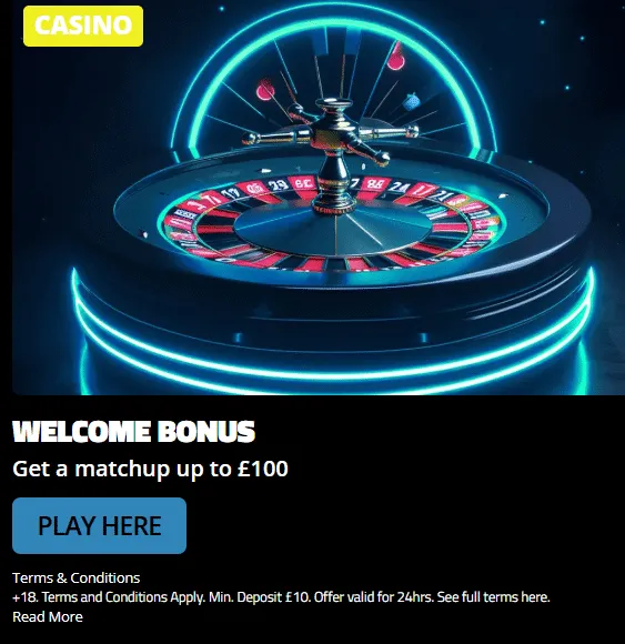 Neptune Play casino welcome offer: 100% match up to £100
