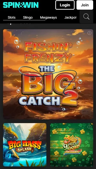 spin and win slots: fishin' frenzy the big catch 2 qualifying slot game for the 200 free spins sign up offer