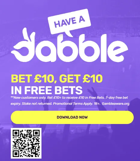 Dabble UK sign up offer: Bet £10 Get £10 in free bets