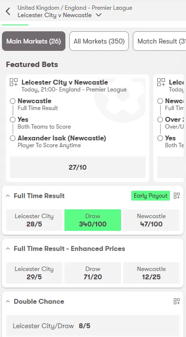 Intro to 10Bet's sports betting markets