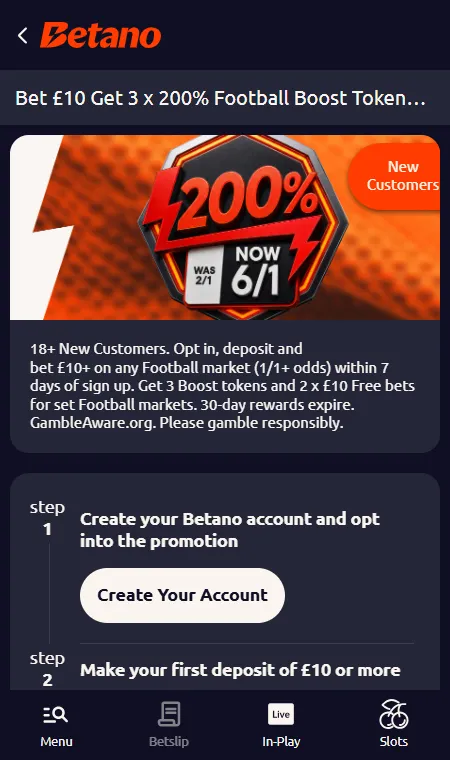 Betano 200% Boost Tokens