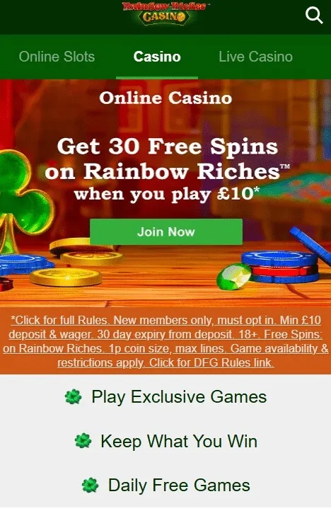 Rainbow riches casino promo code 