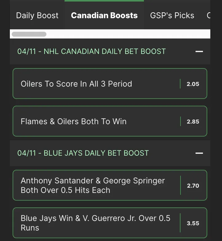 Canadian Bet Boosts at BET99 sportsbook