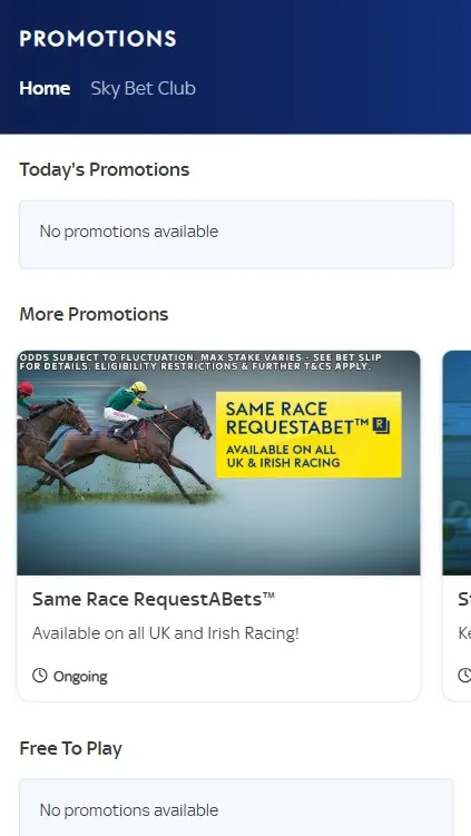 Sky Bet joining offer: existing customer promotions