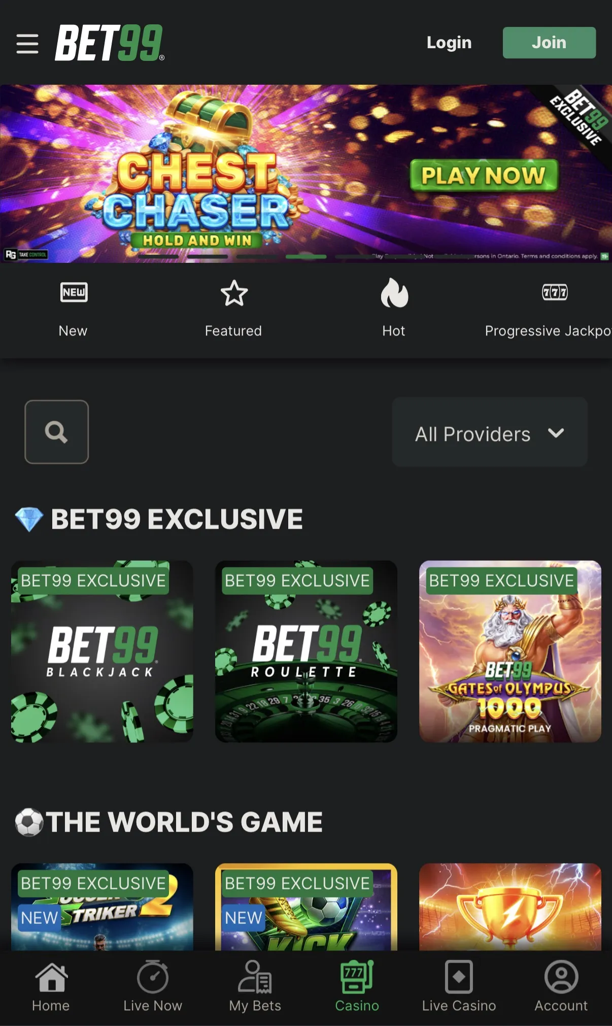 bet99 Canada casino games