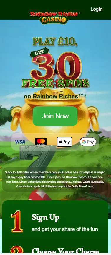 Rainbow Riches deposit methods UK
