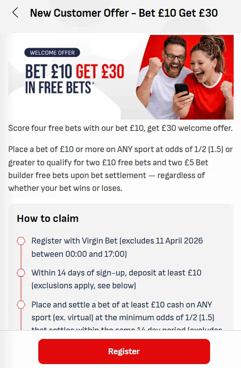 Virgin Bet Grand National sign up offer: Get £30 in free bets
