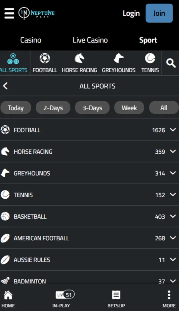 Neptune play sports betting markets