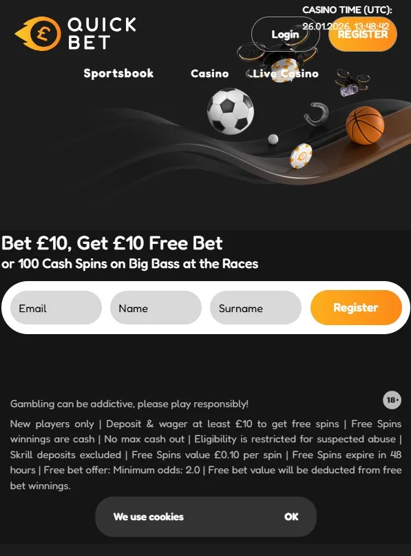 Quick bet welcome offer UK FW