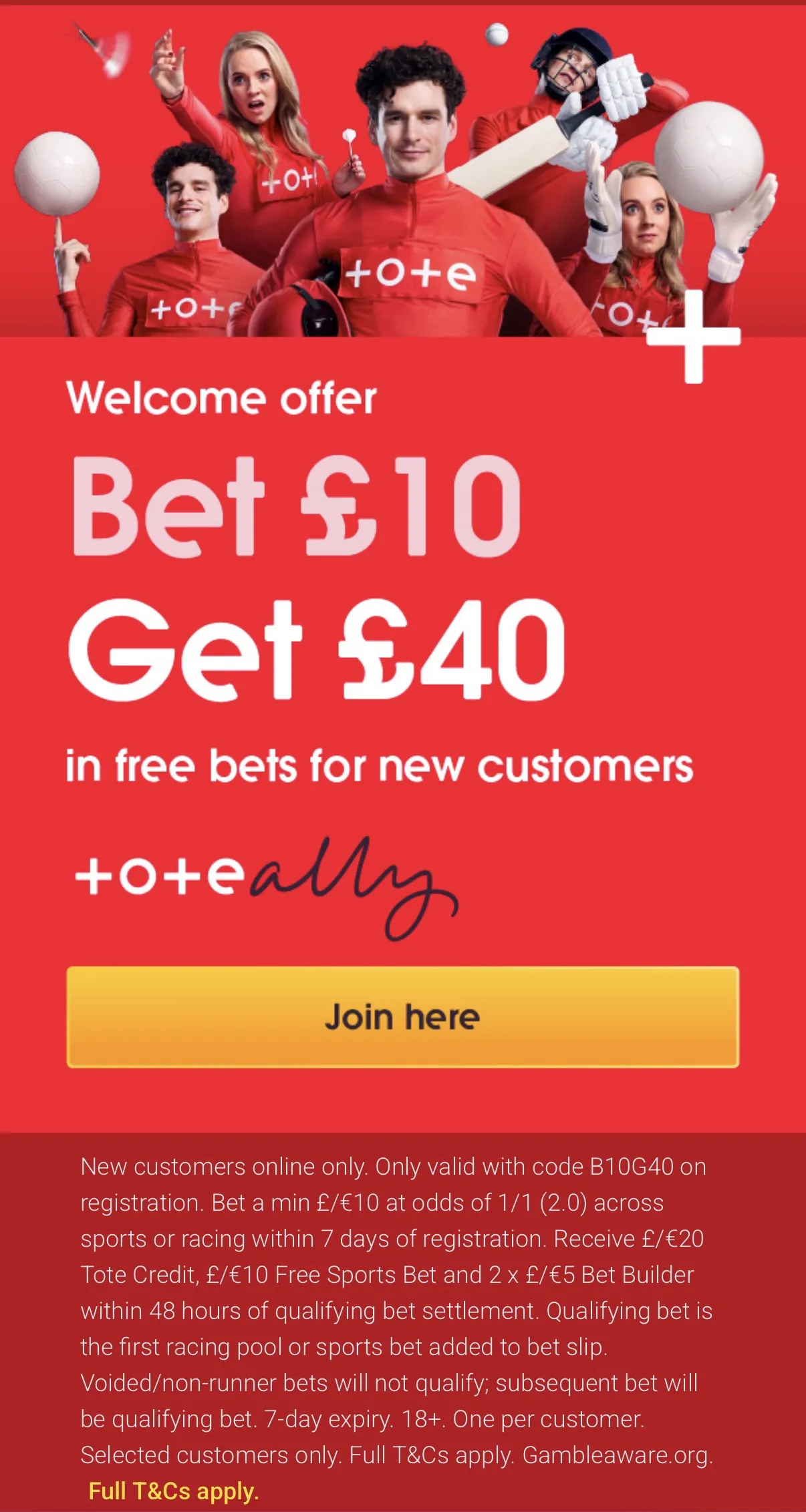 Tote welcome offer b10g40