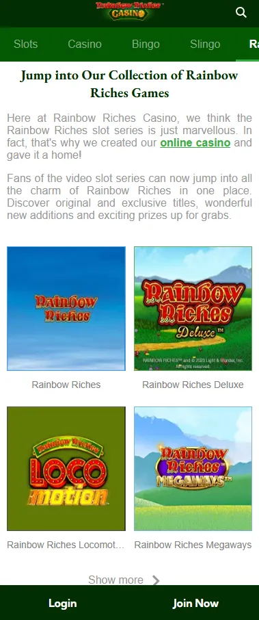 Rainbow riches games & themed slots