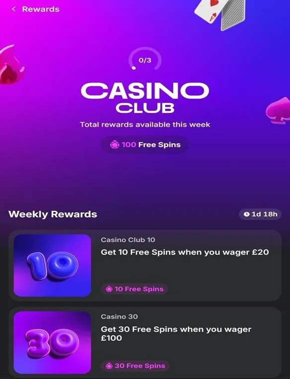 midnite casino club weekly rewards: promotion for existing customers