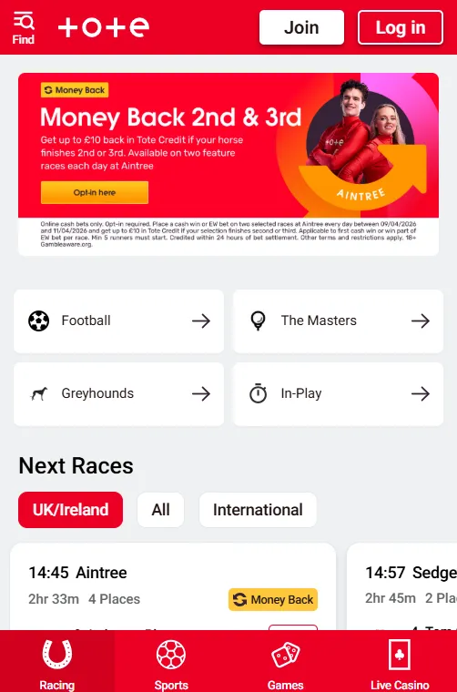 Tote Grand National offers for existing customers - money back