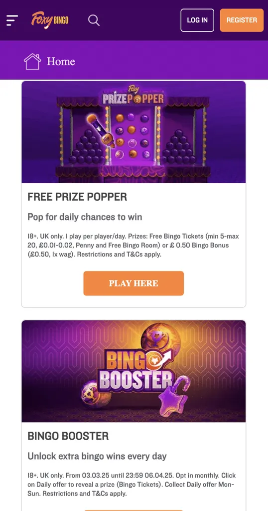 Foxy Bingo promotions