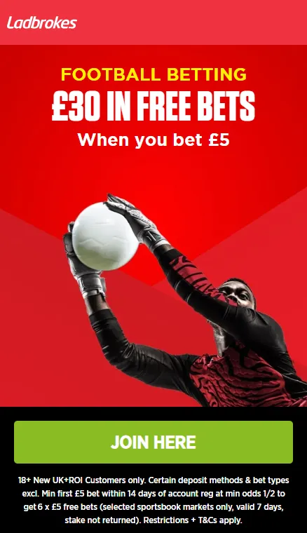 9. Ladbrokes offer: Best free bets for a fiver