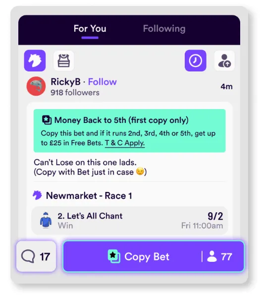 Dabble copy bet feature, For You recommendation