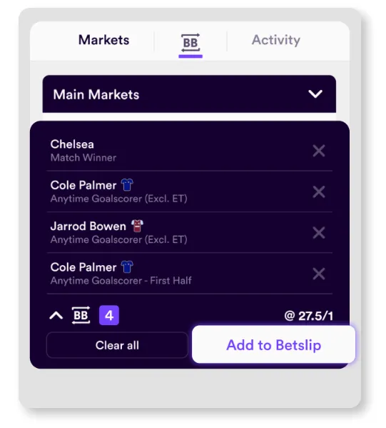 Dabble main markets tab