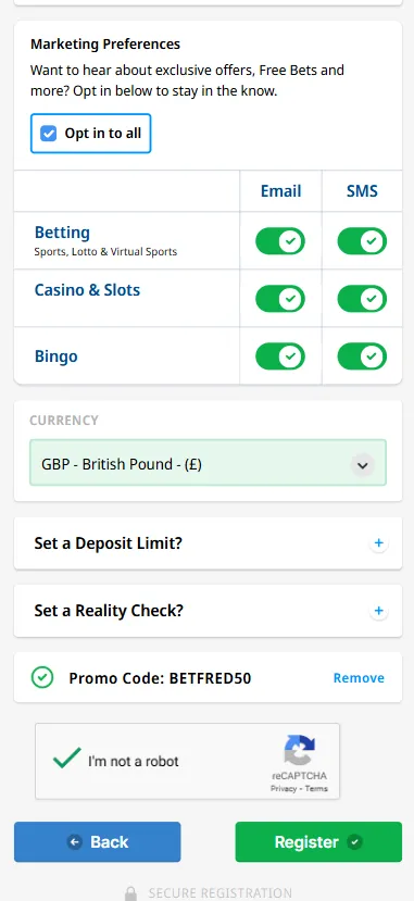 Betfred promo code application 