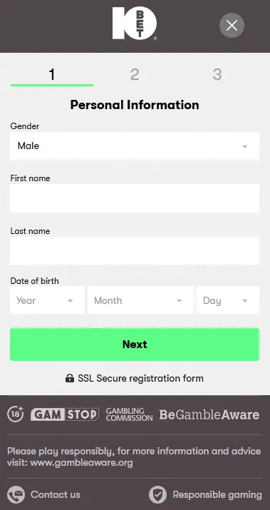 How to create a new 10Bet account