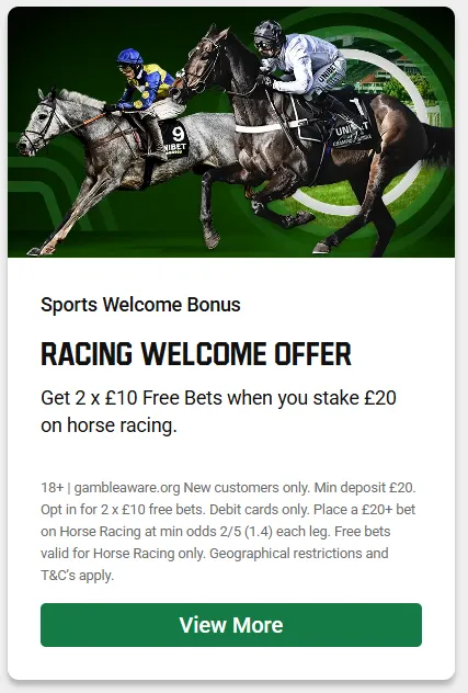 Horse Racing sign up offer details: Get £20 in free bets