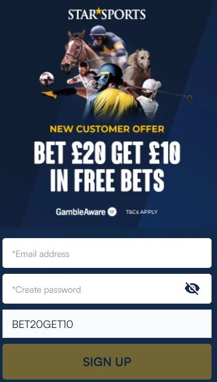 star sports welcome offer: Bet £30 Get £10 free bet
