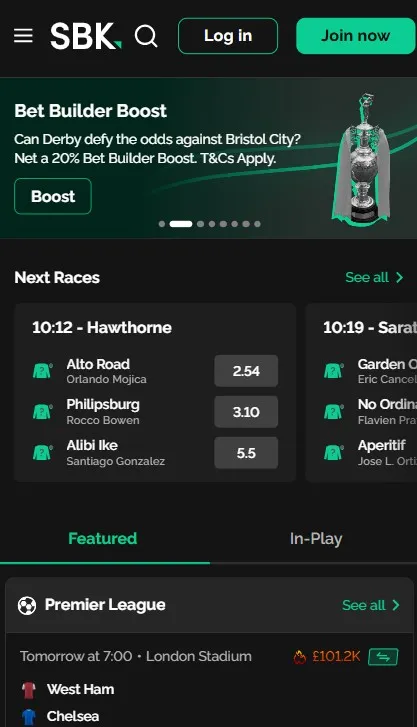 sbk mobile site preview, bet builder boost