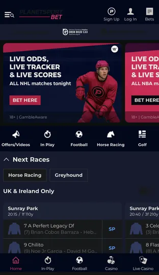 PlanetSport Bet mobile screenshot 2026