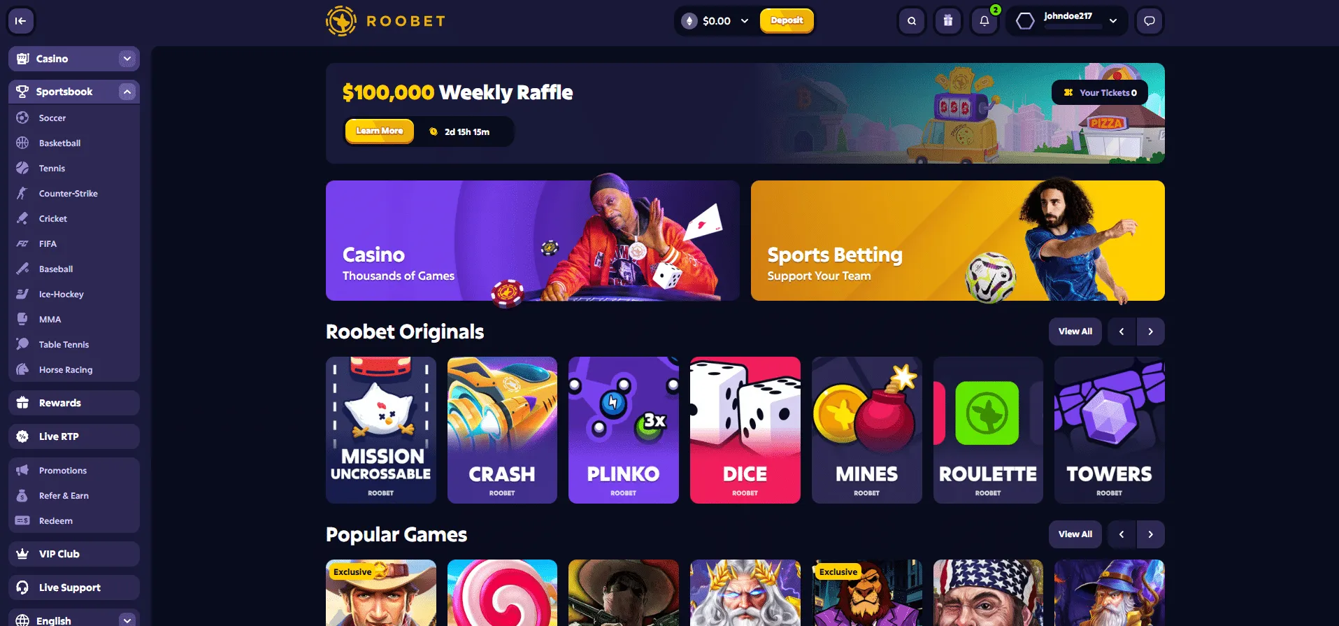 Roobet desktop sign up